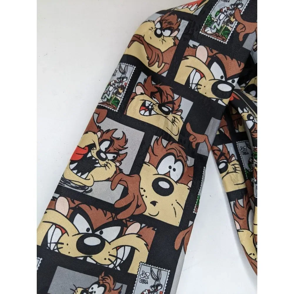 Vintage‎ 1997 Looney Tunes Stamp Collection Neck Tie Taz And Buggs Bunny